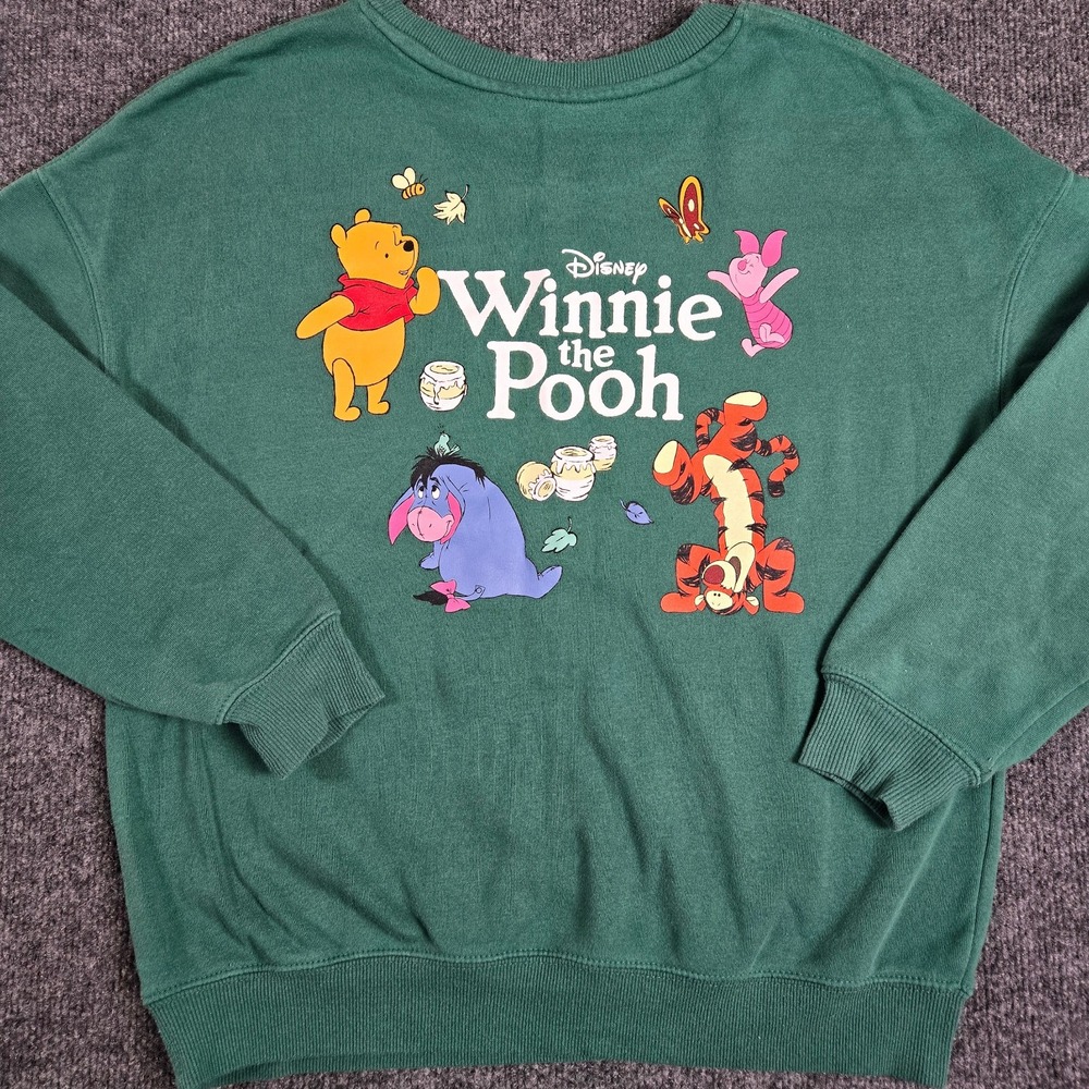 Disney Winnie the Pooh Sweatshirt Women M Green Graphic Tigger Eeyore Piglet